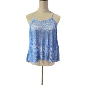 NWOT Zara Light Blue Lace Pleated Tank